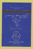 Matchbook Cover - Ambassador East Hotel Chicago IL Pump Room 40 Strike