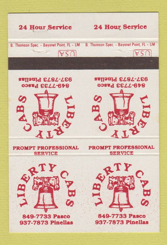 Matchbook Cover - Liberty Cabs Taxi Pasco FL Pinellas PRINTING ERROR 40 Strike