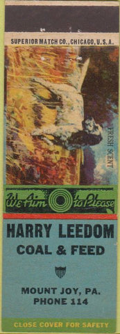 Matchbook Cover - Harry Leedom Coal Feed Mount Joy PA
