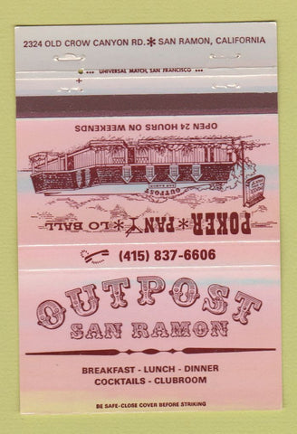 Matchbook Cover - Outpost San Ramon CA restaurant 40 Strike