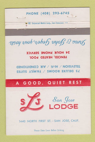 Matchbook Cover - San Jose Lodge CA 40 Strike