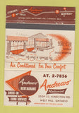 Matchbook Cover - Andrews' Restaurant West Hill ON 40 Strike