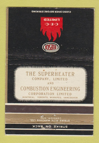 Matchbook Cover - Elesco Superheater Montreal QC Toronto Winnipeg 40 Strike