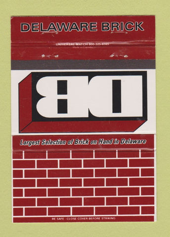 Matchbook Cover - Delaware Brick Wilmington Dover DE 40 Strike