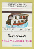 Matchbook Cover - Barberian's Steak Lobster House Toronto ON 40 Strike