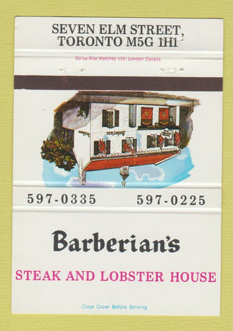 Matchbook Cover - Barberian's Steak Lobster House Toronto ON 40 Strike