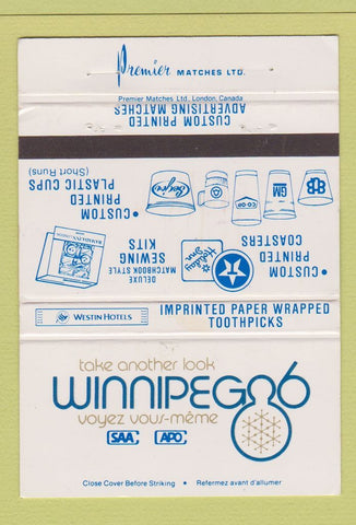 Matchbook Cover - Winnipeg 1986 Premier Matches Advertising MB 40 Strike