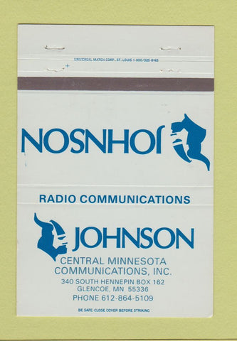 Matchbook Cover - Johnson Radio Communications Glencoe MN 40 Strike