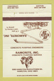 Matchbook Cover - Ramcrete Concrete Pumping Hamilton OH 40 Strike