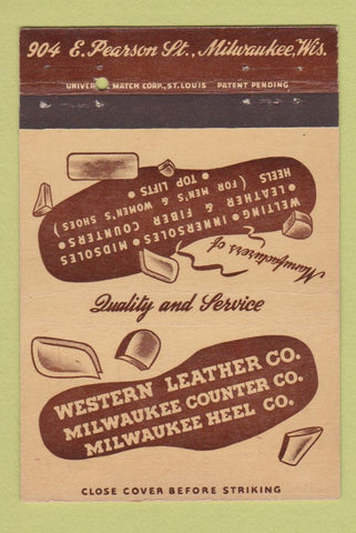 Matchbook Cover - Western Leather Milwaukee WI shoes 40 Strike