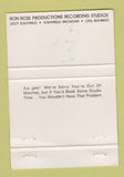 Matchbook Cover - Ron Rose Recording Studios Southfield MI WEAR 40 Strike