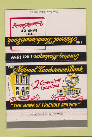Matchbook Cover - National Lumberman's Bank Muskegon MI 40 Strike