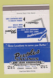 Matchbook Cover - Peoples Savings and Loan Battle Creek MI 40 Strike
