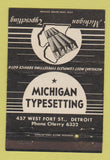 Matchbook Cover - Michigan Typesetting Detroit MI 40 Strike