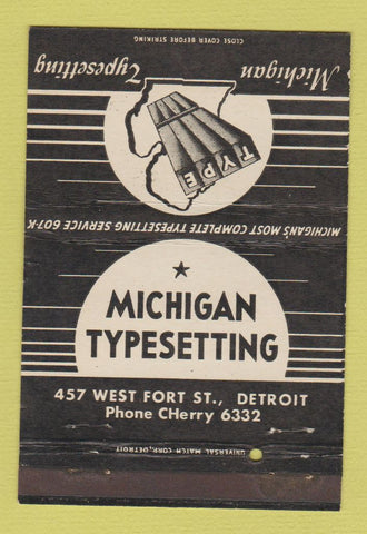 Matchbook Cover - Michigan Typesetting Detroit MI 40 Strike