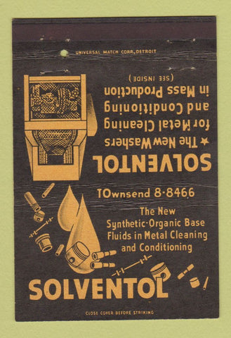 Matchbook Cover - Solventol Metal Cleaning Detroit MI 40 Strike