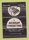 Matchbook Cover - Michigan Typesetting Detroit MI 40 Strike