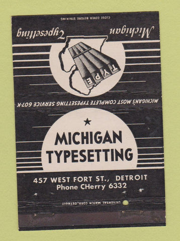 Matchbook Cover - Michigan Typesetting Detroit MI 40 Strike
