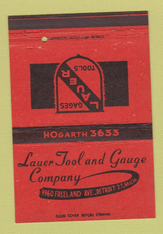 Matchbook Cover - Lauer Tool and Gauge Detroit MI 40 Strike