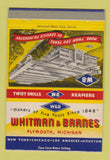 Matchbook Cover - Whitman & Barnes Tools Plymouth MI 40 Strike