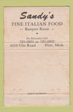 Matchbook Cover - Sandy's Italian Restaurant Flint MI WEAR 40 Strike