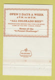 Matchbook Cover - Frontier Cattle Company Steak Tampa FL #1 40 Strike