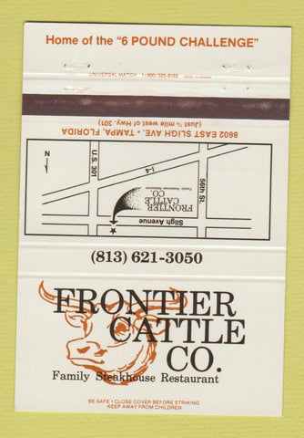 Matchbook Cover - Frontier Cattle Company Steak Tampa FL #2 40 Strike