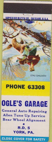 Matchbook Cover - Ogle's Garage York PA
