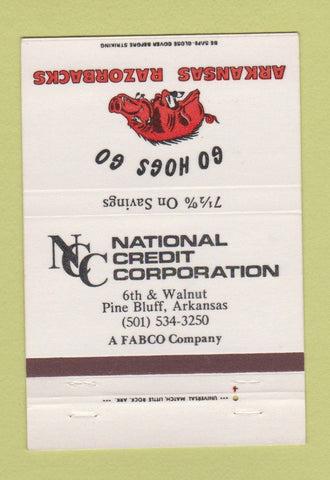 Matchbook Cover - Arkansas Razorbacks Bank Pine Bluff AR schedule 40 Strike