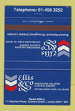 Matchbook Cover - Ellis Surveyors Valuers London UK England WEAR 40 Strike