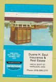 Matchbook Cover - Duane H Saul Insurance Real Estate Napoleon OH  40 Strike