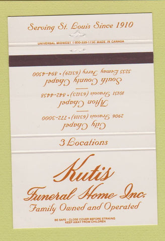 Matchbook Cover - Kuti's Funeral Home St Louis MO 40 Strike
