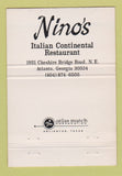 Matchbook Cover - Nino's Italian Restaurant Atlanta GA 40 Strike