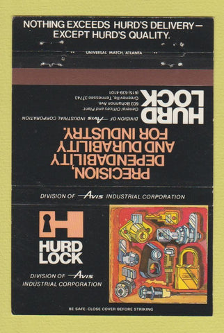 Matchbook Cover - Hurd Lock Greeneville TN 40 Strike