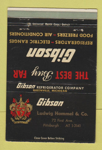 Matchbook Cover - Gibson Appliances Ludwig Hommel Pittsburgh PA 40 Strike