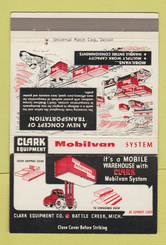 Matchbook Cover - Clark Equipment lift trucks Battle Creek MI 40 Strike
