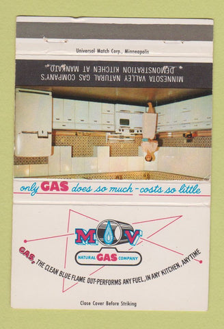 Matchbook Cover - MV Natural Gas Minnesota Valley Mankato MN 40 Strike