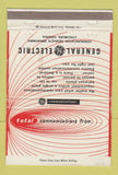 Matchbook Cover - General Electric GE Communications Lynchburg VA 40 Strike