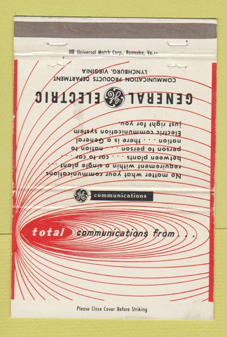 Matchbook Cover - General Electric GE Communications Lynchburg VA 40 Strike
