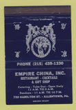 Matchbook Cover - Empire China Restaurant Allentown PA Chinese BLUE 40 Strike