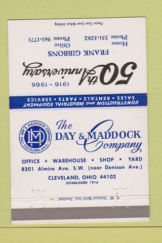 Matchbook Cover - Day & Maddock Cleveland OH Construction Equipment 40 Strike
