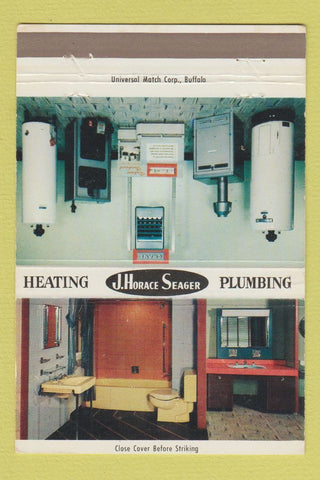 Matchbook Cover - J Horace Seager Heating Plumbing Niagara Falls NY 40 Strike