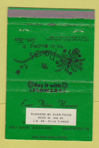 Matchbook Cover - Flowers by Ever Thine Los Angeles Hollywood CA 40 Strike