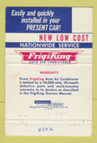 Matchbook Cover - FrigiKing Car Air Conditioner Oakland CA 40 Strike