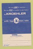 Matchbook Cover - Kroehler Furniture Garreau Pawtucket RI 40 Strike