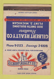 Matchbook Cover - Gilbert Real Estate Flint MI WEAR 40 Strike