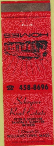 Matchbook Cover - Schryver Real Estate Williamstown MA red