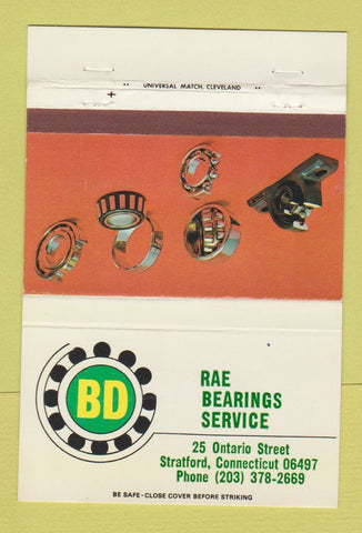Matchbook Cover - Rae Bearings Service Stratford CT 40 Strike