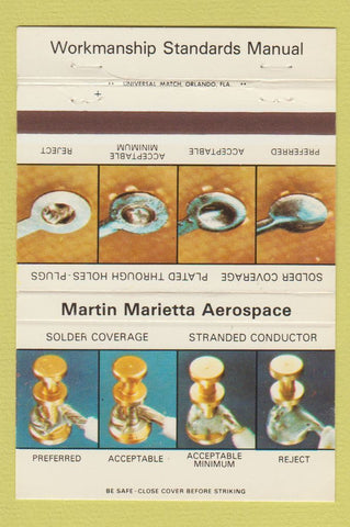 Matchbook Cover - Martin Marietta Aerospace Orlando FL 40 Strike