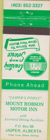 Matchbook Cover - Mount Robson Motor Inn Jasper AB